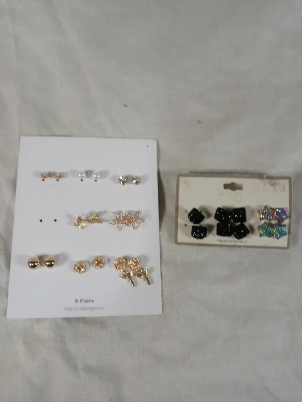 13 Pairs Assorted Women Hypo-allergenic Stud Earrings Bundle Set in Great Cond